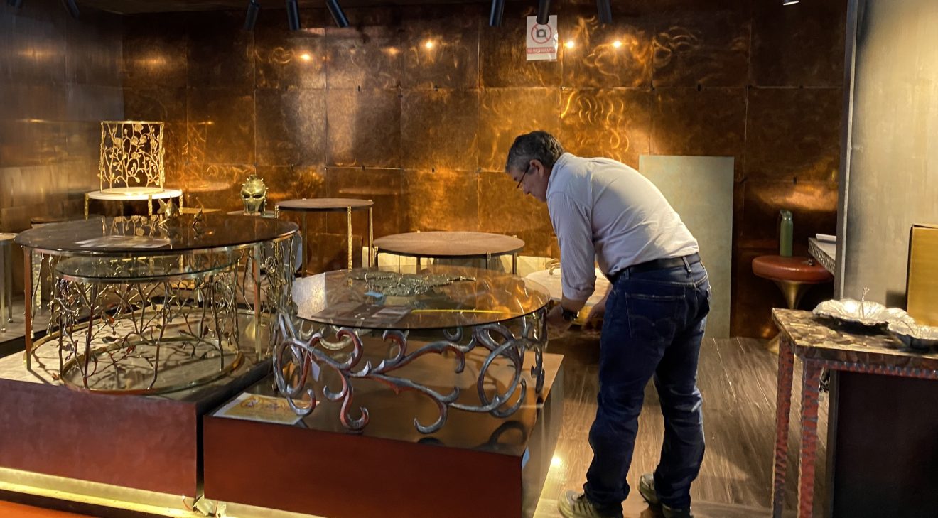 Neil working in his foundry workshop